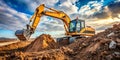 excavator at work in the quarry