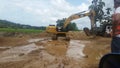 Excavator working on construction site