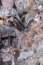 An excavator working at demolition site Royalty Free Stock Photo