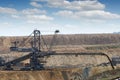 Excavator working on open pit coal mine Royalty Free Stock Photo