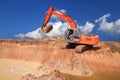 Excavator on a working platform