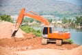 Excavator on a working platform