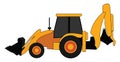 Excavator yellow tractor, illustration, vector