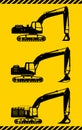 Excavators. Heavy construction machines. Vector