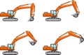 Excavators. Heavy construction machines. Vector illustration