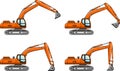 Excavators. Heavy construction machines. Vector illustration