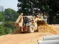 Excavators machine at the construction site.