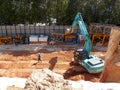 Excavators machine at the construction site.