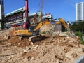 Excavators machine at the construction site.