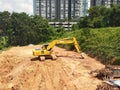 Excavators machine at the construction site.