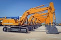 photo of brand new excavators series Royalty Free Stock Photo