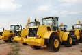 Excavators in stock yard Royalty Free Stock Photo