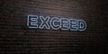 EXCEED -Realistic Neon Sign on Brick Wall background - 3D rendered royalty free stock image