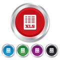 Excel file document icon. Download xls button.