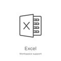 excel icon vector from workspace support collection. Thin line excel outline icon vector illustration. Outline, thin line excel Royalty Free Stock Photo