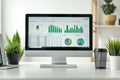 Excel project dashboard concept on all in one computer, Generated AI