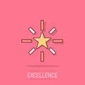 Excellence icon in comic style. Star ribbon vector cartoon illustration on white isolated background. Award medal business concept