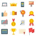 Excellence icons set flat vector isolated