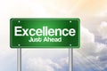 Excellence Just Ahead Green Road Sign Royalty Free Stock Photo