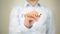 Excellence, Man writing on transparent screen Royalty Free Stock Photo