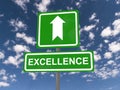 Excellence sign with up arrow