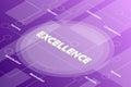 Excellence words isometric 3d word text concept with some related text and dot connected - vector Royalty Free Stock Photo