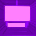 Billboard structures for diverse purposes in violet background and palid pink squares