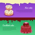 Excellent Cake and Tasty Cake Flat Vector Banners