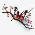 Excellent collection of butterflies on white background Royalty Free Stock Photo