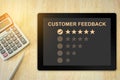 Excellent five stars customer feedback on tablet