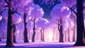 An Excellent Illustration Of A Purple Forest With A Bright Light AI Generative