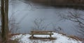 Romantic bench in nature, St. Valentine`s Day