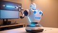 An Excellent Looking Robot With A Blue Light On Its Arm AI Generative