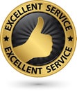 Excellent service golden sign with thumb up, vector illustration Royalty Free Stock Photo