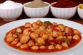 Excellent turkish food chickpea close up on spicy plate