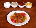 Excellent turkish food tray patties on a spicy plate