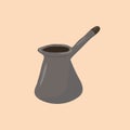 Excellent vessel for making Turkish coffee. Banner for cafes or restaurants and coffee lovers. A flavorful Turkish drink