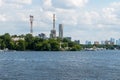 Moscow, Russia, July 2, 2023. View of the shore of the reservoir in the city center.