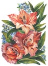 Excellent Watercolor pattern with bouquets