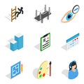 Excellent work icons set, isometric style