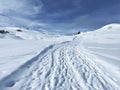 Excellently arranged and cleaned winter trails for walking, hiking, sports and recreation in the area of the resort of Arosa