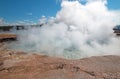 Excelsior Geyser in the Midway Geyser Basin next to the Firehole River in Yellowstone National Park in Wyoming Royalty Free Stock Photo