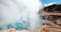 Excelsior Geyser in the Midway Geyser Basin next to the Firehole River in Yellowstone National Park in Wyoming Royalty Free Stock Photo