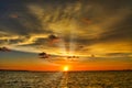 Exceptional Sunset, Seagulls, Sea, Surf and Sky from the Sanibel Causeway