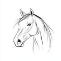 Exceptionally elegant and graceful horse with long mane and black and white drawing. Royalty Free Stock Photo