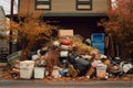 excess garbage piled beside an overfilled dumpster