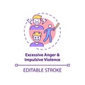 Excessive anger and impulsive violence concept icon