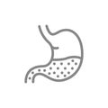 Excessive stomach acid line icon. Gastrointestinal tract disease, heartburn symbol