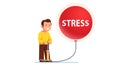 Man pumping big overblown stress balloon bubble Royalty Free Stock Photo