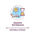 Excessive sun exposure concept icon